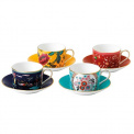 Set of 4 Wonderlust Cup and Saucer 180ml for Tea