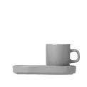 Set of 2 Pilar 50ml Espresso Cups with Saucers Mirage Grey