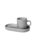 Set of 2 Pilar 50ml Espresso Cups with Saucers Mirage Grey - 2