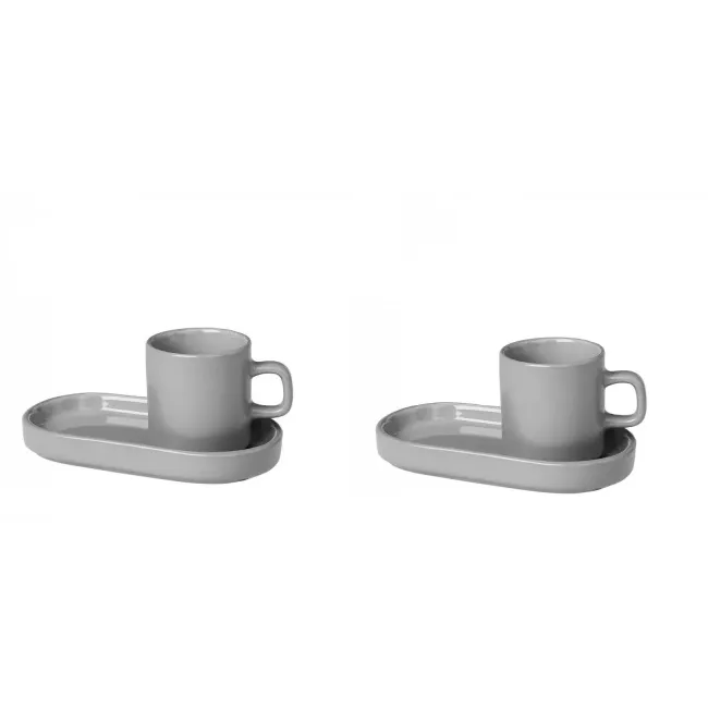 Komplet 2 filiżanek Pilar 50ml do espresso ze spodkami Mirage Grey