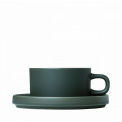 Set of 2 Pilar 170ml Cups with Saucers for Tea Agave Green - 1