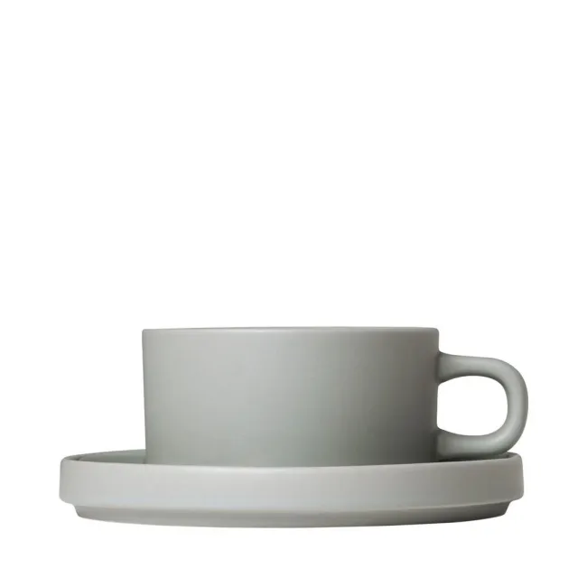 Set of 2 Pilar 170ml Cups with Saucers for Tea Mirage Grey