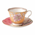 Butterfly Yellow Tea Cup with Saucer - 1