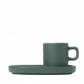 Set of 2 Pilar 50ml Espresso Cups with Saucers Pewter - 1