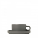 Komplet 2 filiżanek Pilar 200ml ze spodkami do herbaty Pewter - 1