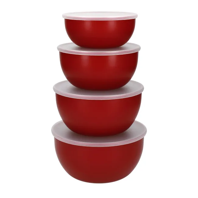 Zestaw 4 misek kuchennych Universal z pokrywkami Empire Red