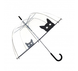 Parasol przezroczysty długi kopuła kot
