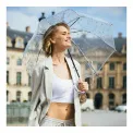 Parasol przezroczysty długi kopuła złote grochy - 4