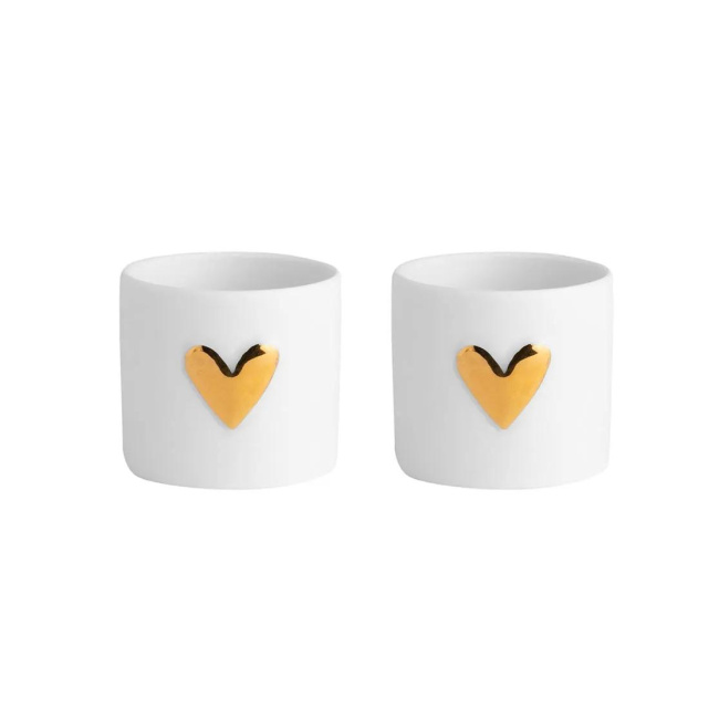 Set of 2 Golden Heart Tealight Holders