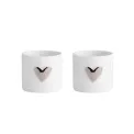 Set of 2 Silver Heart Tealight Holders - 1