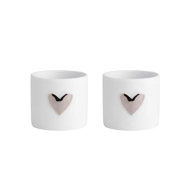 Set of 2 Silver Heart Tealight Holders