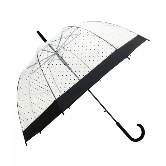 Long Transparent Umbrella Lady with Dots