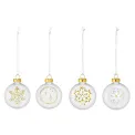 Set of 4 Glass Snowflake Baubles 5cm - 1