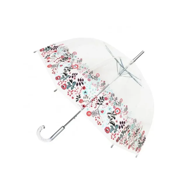 Parasol przezroczysty długi kopuła kwiaty
