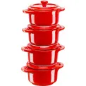 Komplet 4 garnków Mini Cocotte 200ml 10cm czerwony