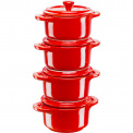 Set of 4 Mini Cocotte Pots 200ml 10cm Red - 1