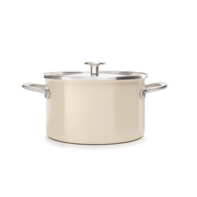 Enamel Pot 3.7L 20cm with Lid Almond Cream