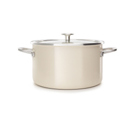 Garnek Enamel 24cm 6l z pokrywką Almond Cream