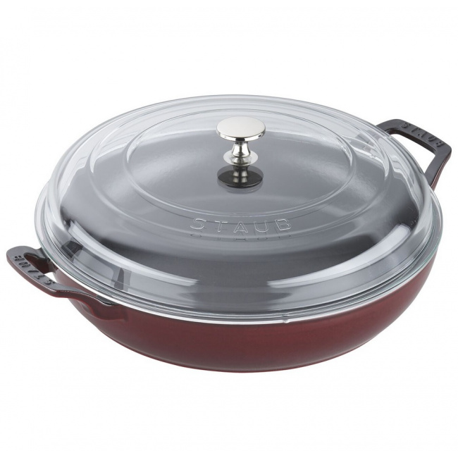 Red Saute Cast Iron Pan with Lid 3.5l 30cm - 1