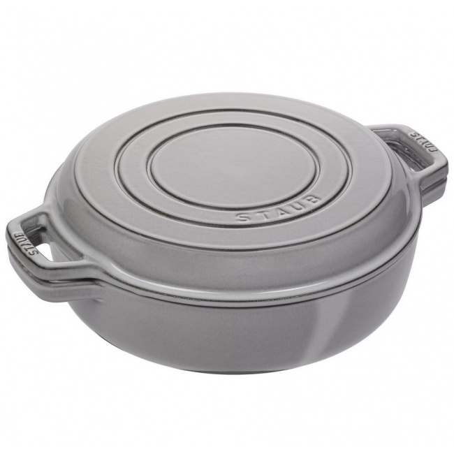 Garnek żeliwny dwustronny 26cm 3,3l szary + grill - 1