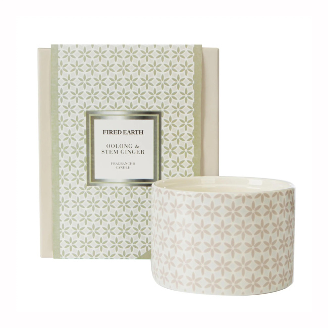 Fired Earth Scented Candle 7.5x10cm 35h Oolong & Stem Ginger