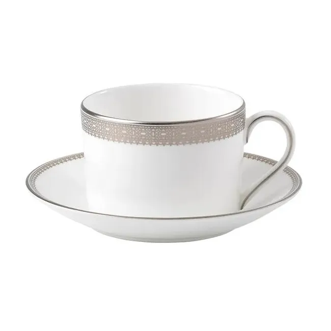 Filiżanka ze spodkiem Vera Wang Lace Platinum 150ml do herbaty