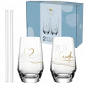 Set of 2 Presente Glasses with Straws 365ml Laugh - 1