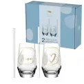 Set of 2 Presente Glasses with Straws 365ml Love