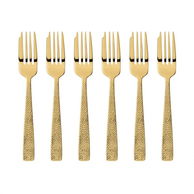 Set of 6 Siena Dessert Forks PVD Gold
