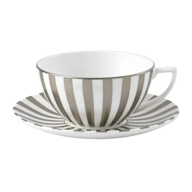 Filiżanka ze spodkiem Jasper Conran Platinum 250ml do herbaty w paski