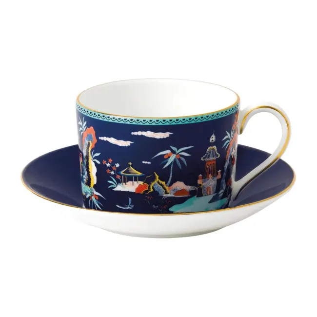 Filiżanka ze spodkiem 180ml Wonderlust Blue Pagoda do herbaty
