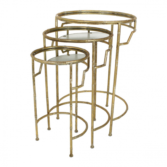 Round Table with Mirror 51x75cm L Gold - 1