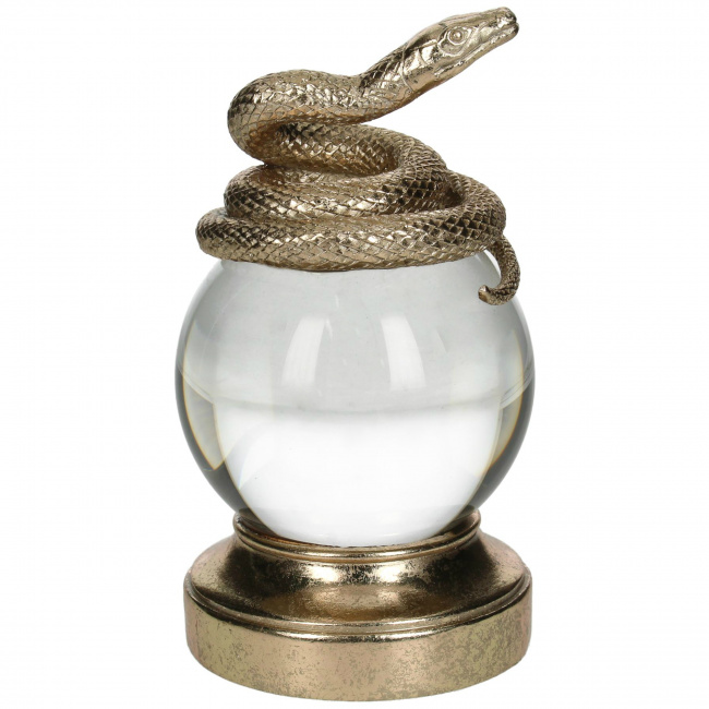 Figurka wąż na szklanej kuli 18x10cm 