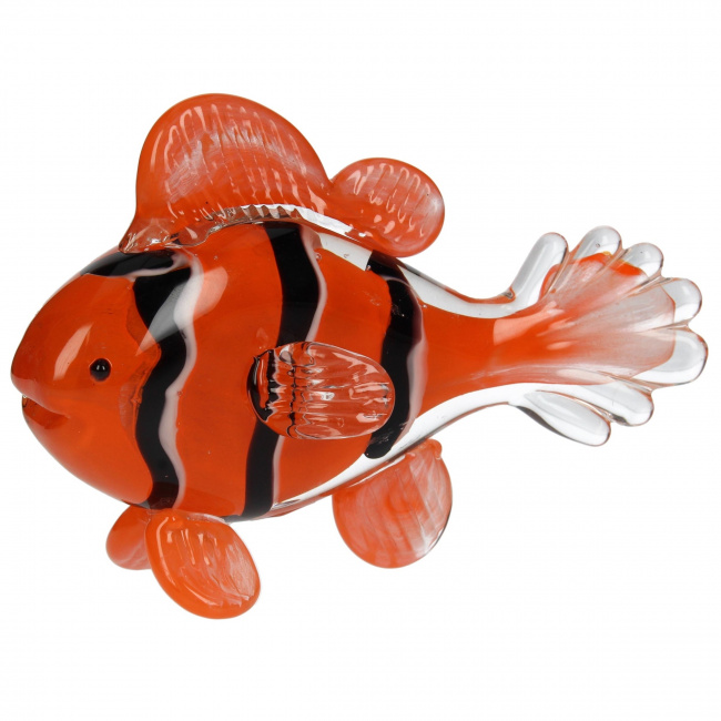 Glass Fish Figurine 14x10x6cm Orange - 1