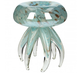Figurka szklana meduza 12x10cm niebieska