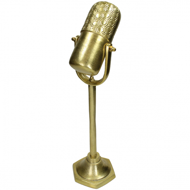 Dekoracja mikrofon na stojaku 50x17cm złota