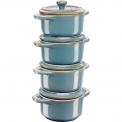 Set of 4 Mini Cocotte Pots 200ml 10cm Antique Turquoise - 1