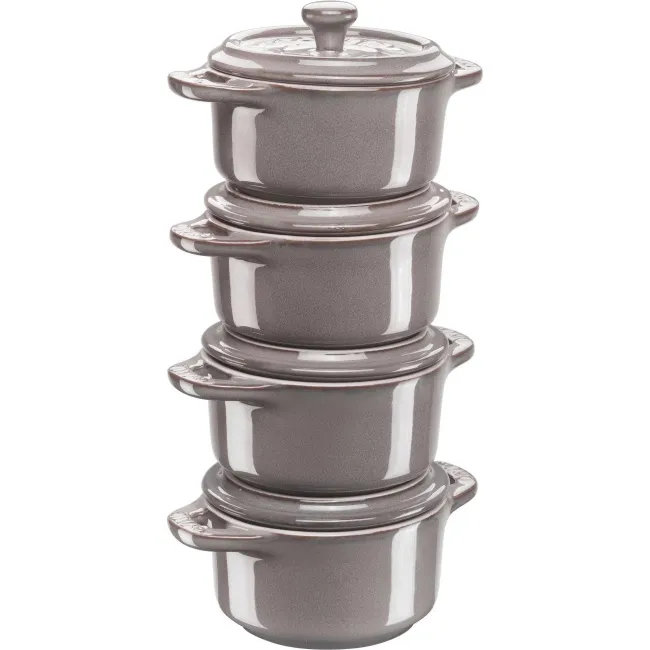Komplet 4 garnków Mini Cocotte 200ml 10cm antyczny grafitowy
