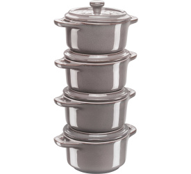 Komplet 4 garnków Mini Cocotte 200ml 10cm antyczny grafitowy