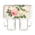 Set of 2 Trays with 250ml Glasses Rose Garden - 1