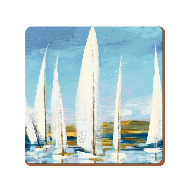 Set of 6 Coasters for Cups 10x10cm Boats