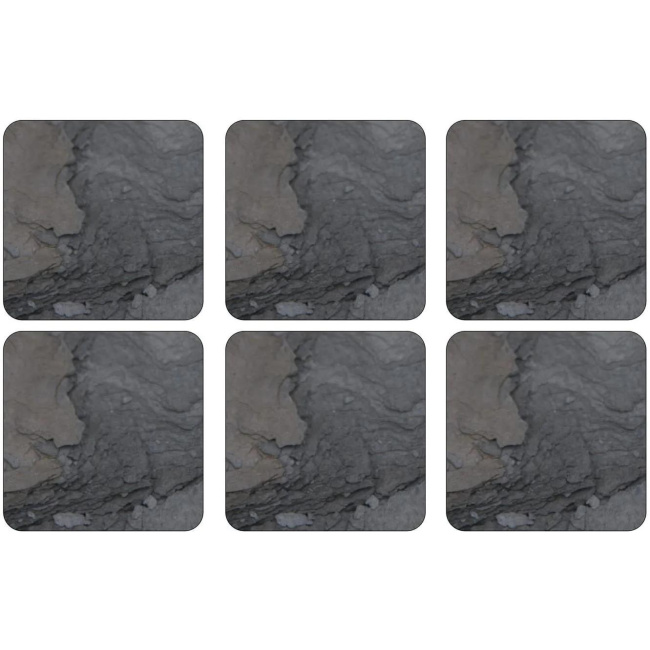 Set of 6 Cup Coasters Midnight Slate 10.5x10.5cm