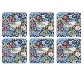 Komplet 6 podkładek Morris&Co. Strawberry Thief Blue 10,5x10,5cm