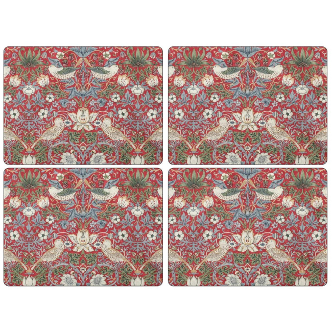 Set of 4 Placemats Morris&Co. Strawberry Thief Red 40x30cm