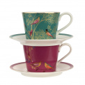 Set of 2 Chelsea Sara Miller 200ml Tea Cups with Saucers - 1