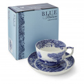 Blue Italian 560ml Coffee Cup with Saucer - 3
