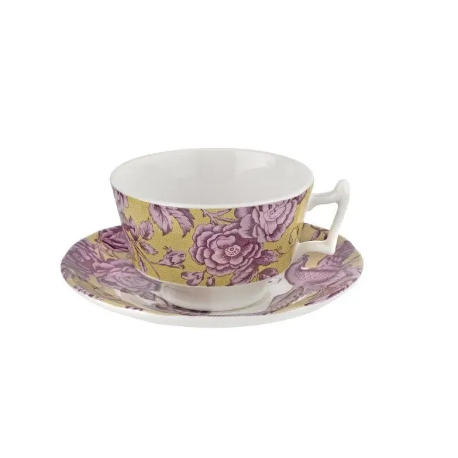 Kingsley 200ml Ochre Tea Cup with Saucer - 1