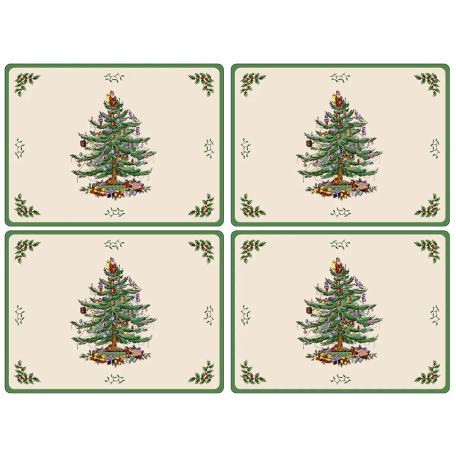 Set of 4 Christmas Tree Coasters 40x30cm