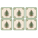 Set of 6 Christmas Tree Mug Coasters 10.5x10.5cm - 1
