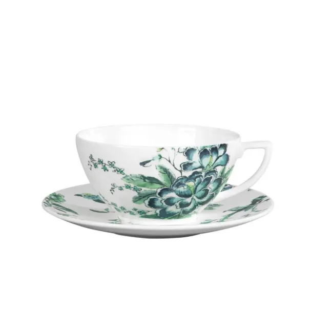 Filiżanka ze spodkiem Jasper Conran Chinoiserie White 250ml do herbaty